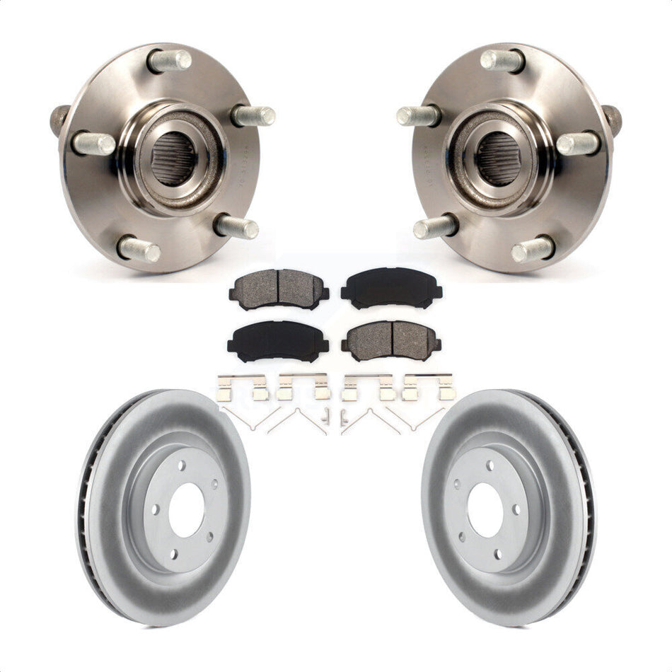 Front Hub Bearing Assembly With Coated Disc Brake Rotors And Semi-Metallic Pads Kit For Nissan Rogue Select KBB-104157