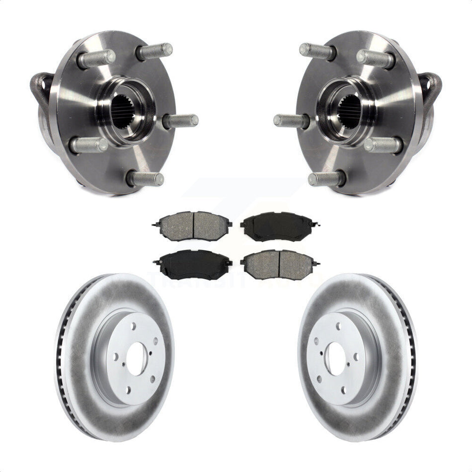 Front Hub Bearing Assembly With Coated Disc Brake Rotors And Semi-Metallic Pads Kit For 2015 Subaru Legacy 2.5L KBB-104164