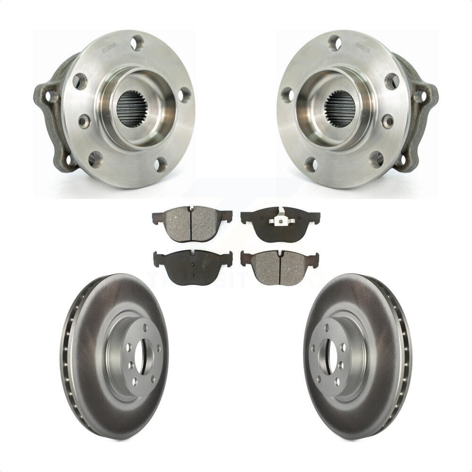 Front Hub Bearing Assembly With Coated Disc Brake Rotors And Semi-Metallic Pads Kit For BMW X5 X6 KBB-104167
