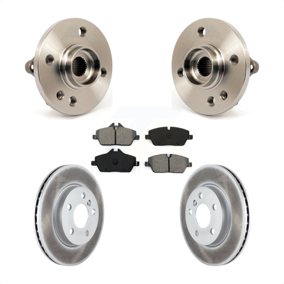 Front Hub Bearing Assembly With Coated Disc Brake Rotors And Semi-Metallic Pads Kit For 2014-2015 Mini Cooper Convertible Coupe 280mm Diameter Rotor 5 Lug Wheels KBB-104173