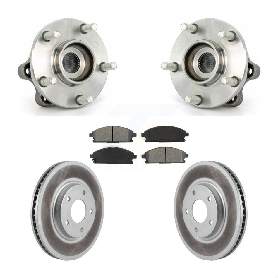 Front Hub Bearing Assembly With Coated Disc Brake Rotors And Semi-Metallic Pads Kit For 2004-2009 Nissan Quest KBB-104174