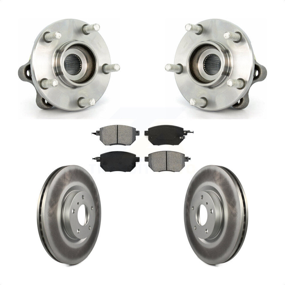 Front Hub Bearing Assembly With Coated Disc Brake Rotors And Semi-Metallic Pads Kit For 2005-2007 Nissan Murano KBB-104176