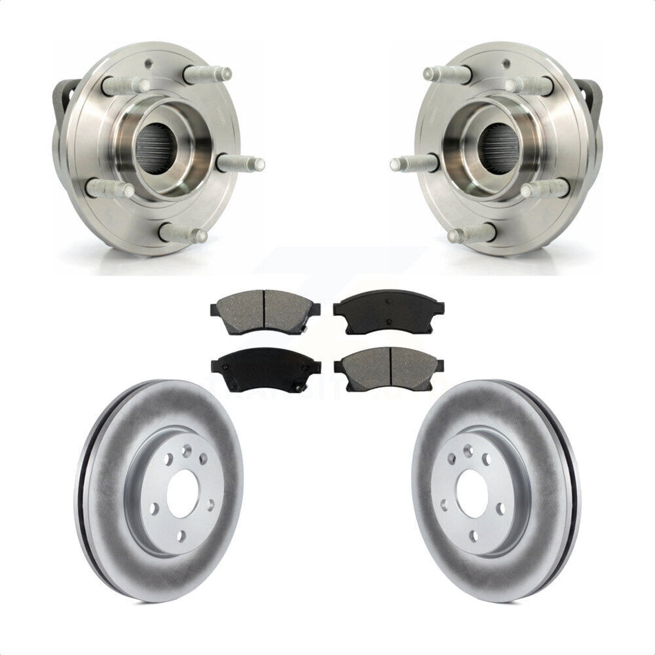 Front Hub Bearing Assembly With Coated Disc Brake Rotors And Semi-Metallic Pads Kit For 2014-2015 Chevrolet Cruze GAS engine 16" Factory Wheels KBB-104179