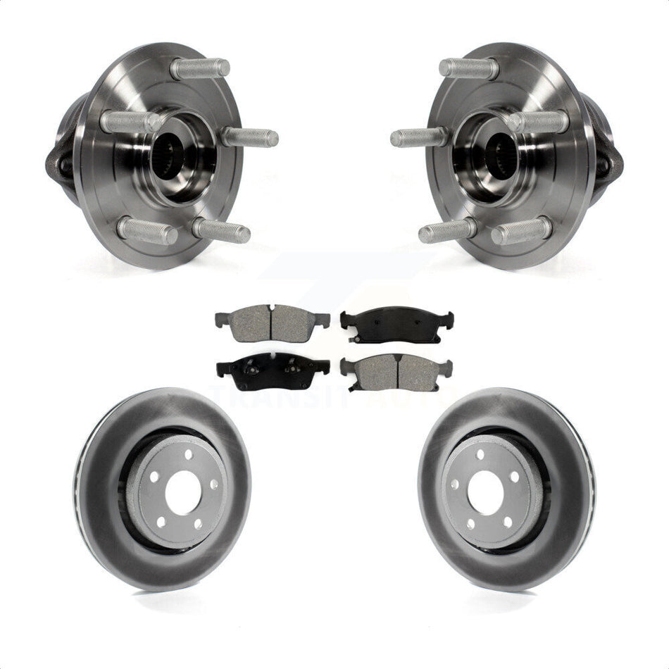 Front Hub Bearing Assembly With Coated Disc Brake Rotors And Semi-Metallic Pads Kit For Jeep Grand Cherokee Dodge Durango WK KBB-104184