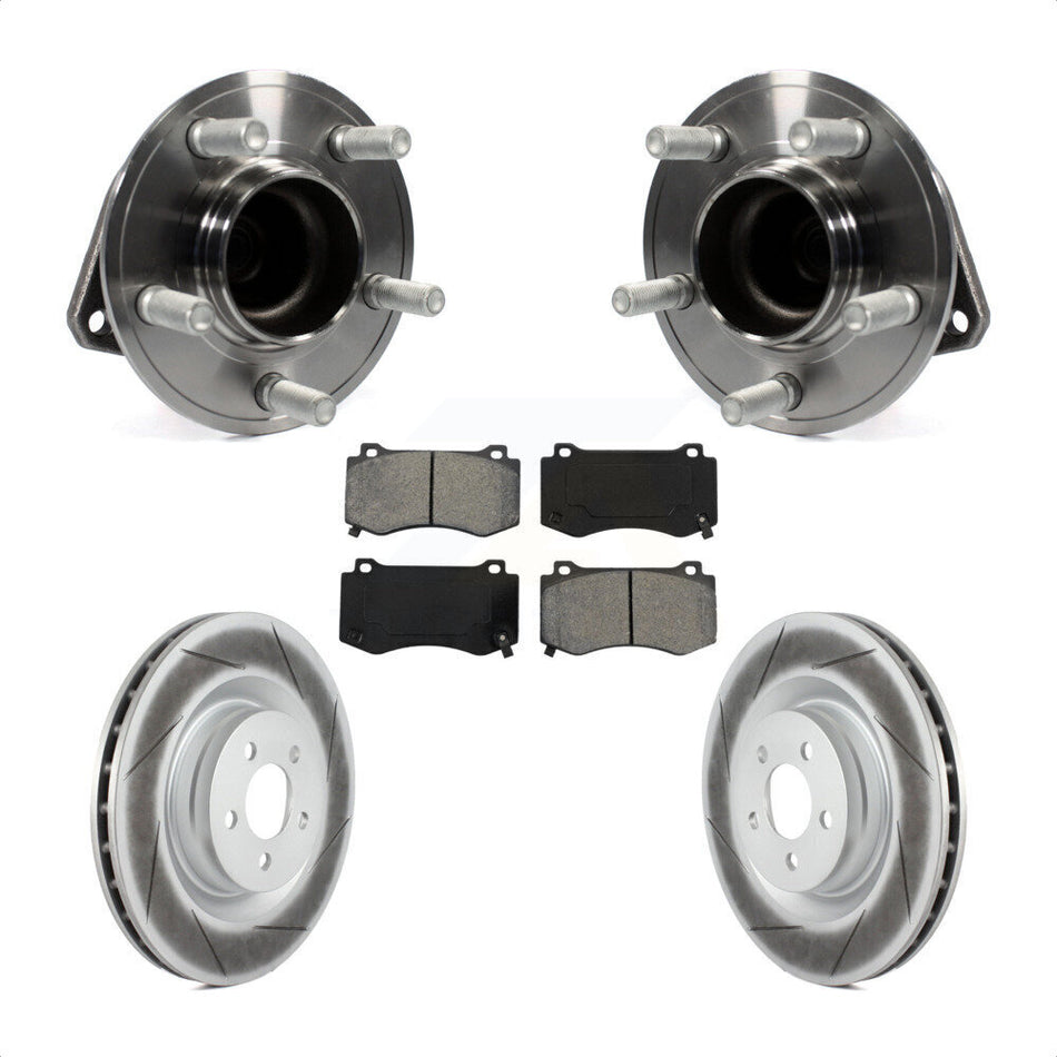 Front Hub Bearing Assembly With Coated Disc Brake Rotors And Semi-Metallic Pads Kit For Dodge Charger Challenger Chrysler 300 KBB-104187