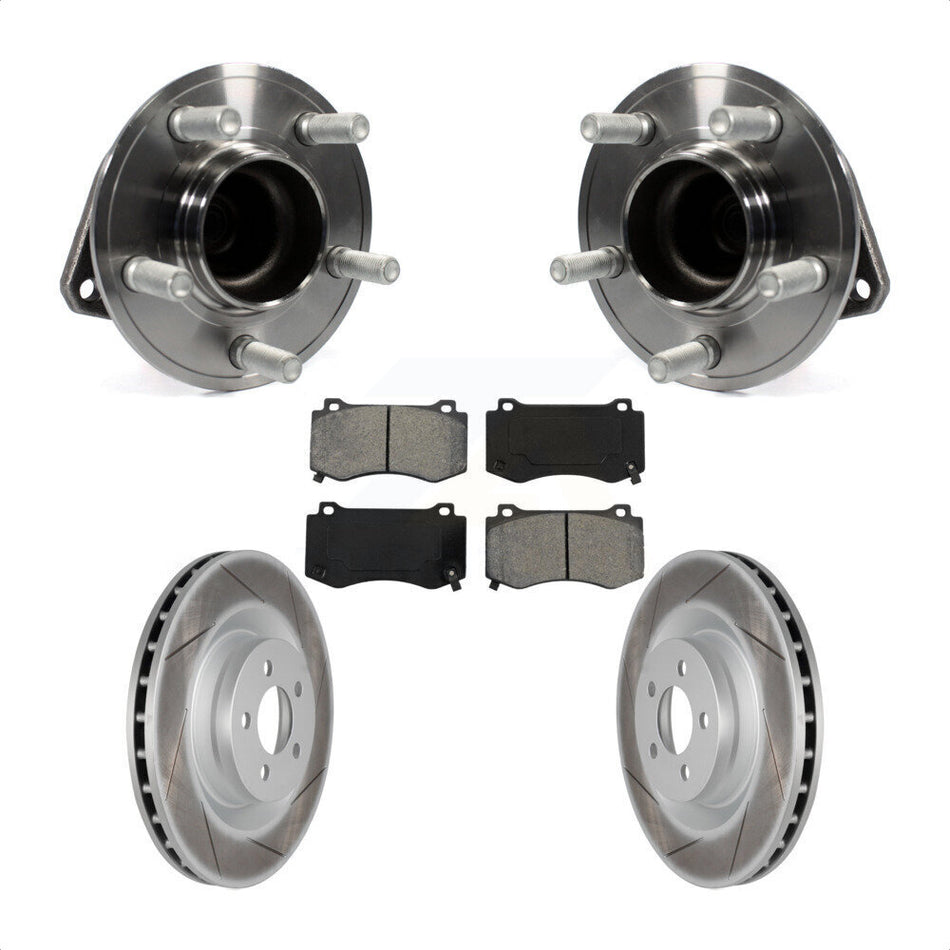 Front Hub Bearing Assembly With Coated Disc Brake Rotors And Semi-Metallic Pads Kit For Dodge Charger Challenger Chrysler 300 KBB-104188