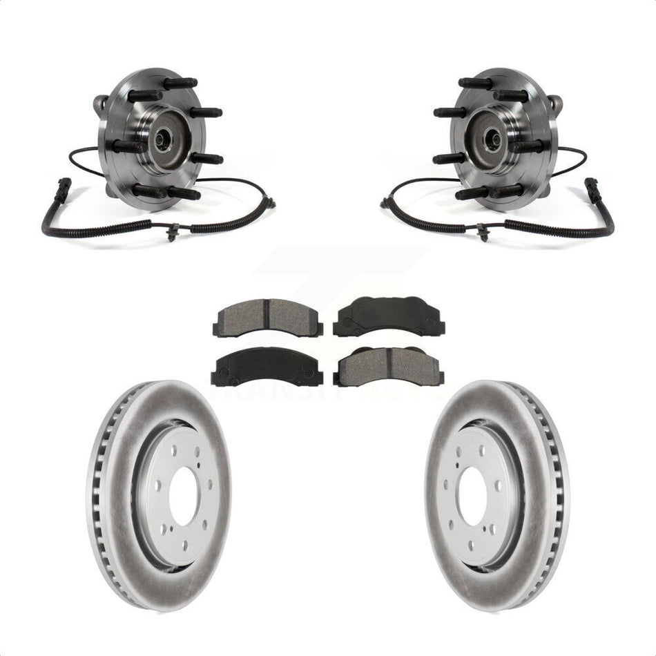 Front Hub Bearing Assembly With Coated Disc Brake Rotors And Semi-Metallic Pads Kit For Ford F-150 KBB-104189