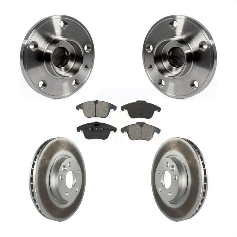 Front Hub Bearing Assembly With Coated Disc Brake Rotors And Semi-Metallic Pads Kit For Volvo S60 XC70 S80 V60 V70 300mm Diameter Rotor KBB-104192