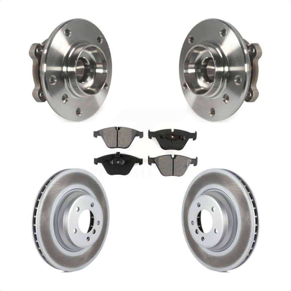 Front Hub Bearing Assembly With Coated Disc Brake Rotors And Semi-Metallic Pads Kit For 2013 BMW X1 xDrive35i with AWD KBB-104194
