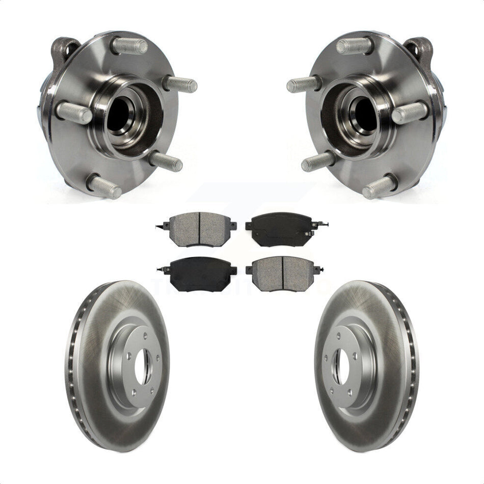 Front Hub Bearing Assembly With Coated Disc Brake Rotors And Semi-Metallic Pads Kit For INFINITI FX35 RWD KBB-104196