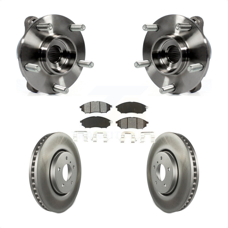 Front Hub Bearing Assembly Coated Disc Brake Rotor & Pads Kit For INFINITI FX35 FX37 FX45 KBB-104206