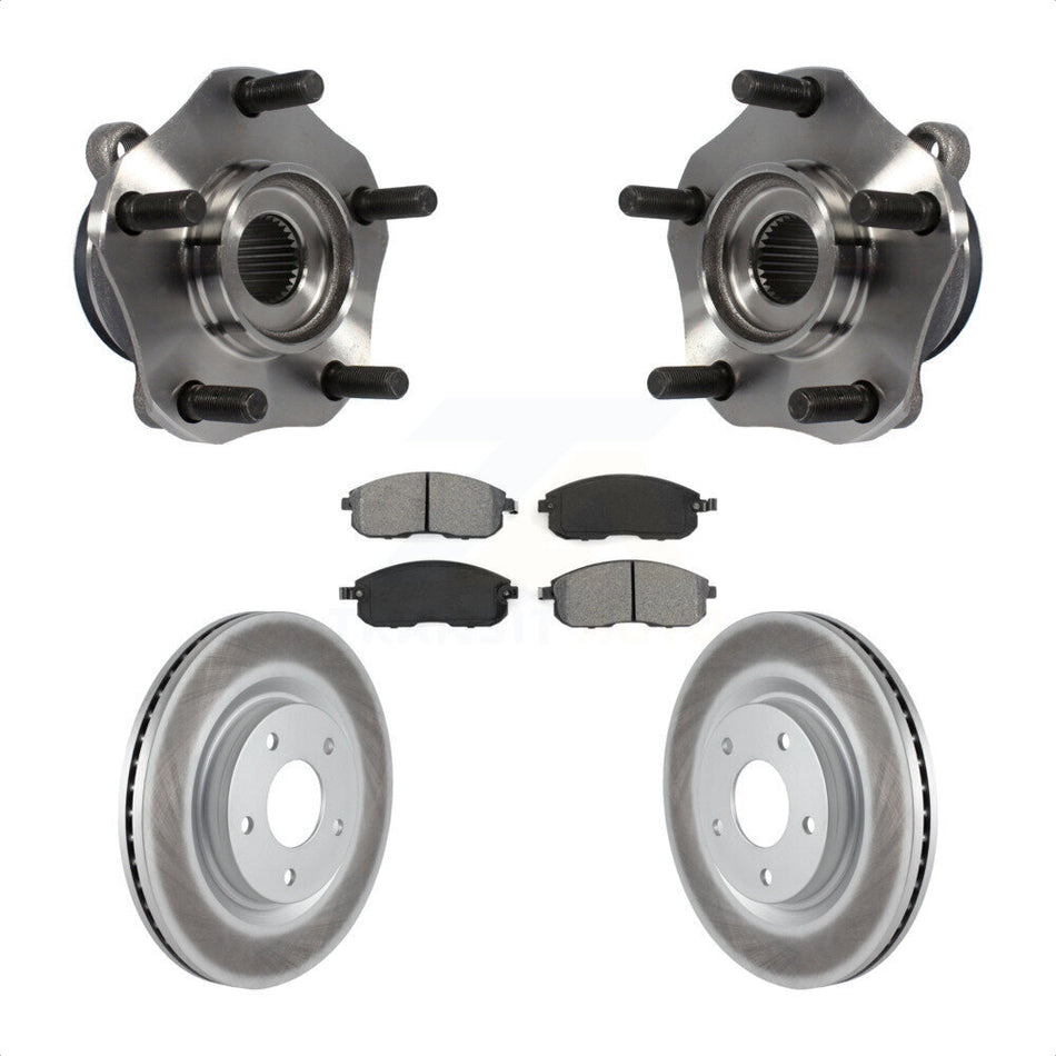 Front Hub Bearing Assembly With Coated Disc Brake Rotors And Semi-Metallic Pads Kit For 2017-2019 Nissan Sentra Turbocharged KBB-104233