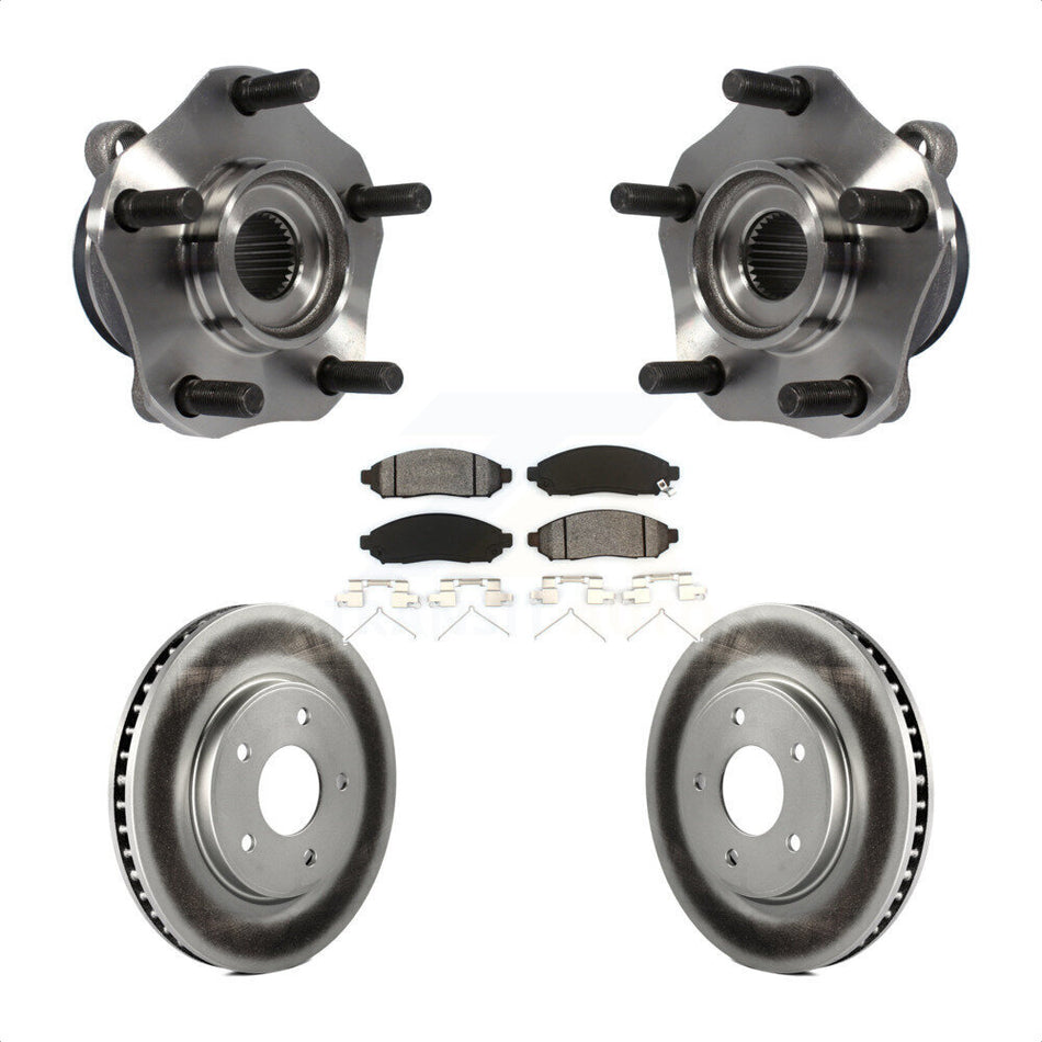 Front Hub Bearing Assembly With Coated Disc Brake Rotors And Semi-Metallic Pads Kit For Nissan NV200 Leaf Chevrolet City Express LEAF KBB-104234