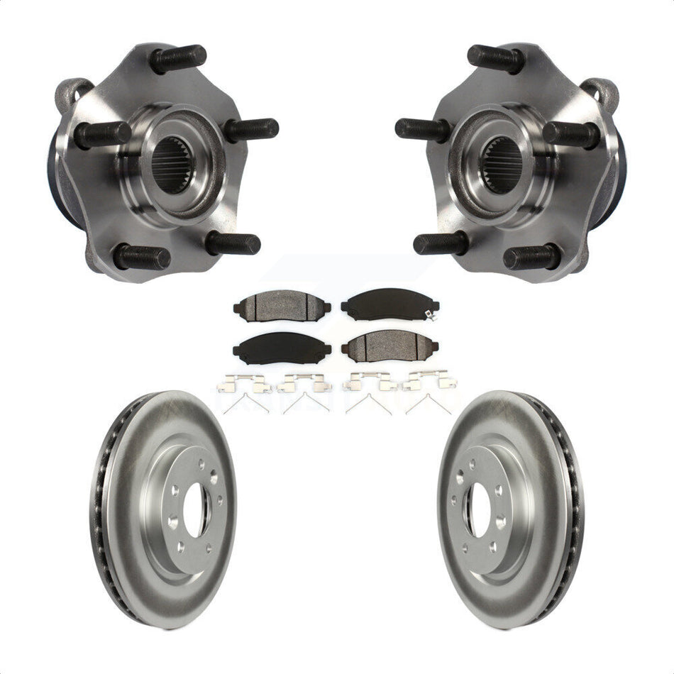 Front Hub Bearing Assembly With Coated Disc Brake Rotors And Semi-Metallic Pads Kit For 2015 Nissan LEAF Vehicles Manufactured In Japan KBB-104236