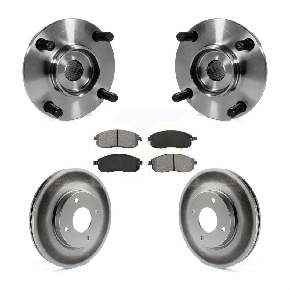 Front Hub Bearing Assembly With Coated Disc Brake Rotors And Semi-Metallic Pads Kit For Nissan Versa KBB-104239