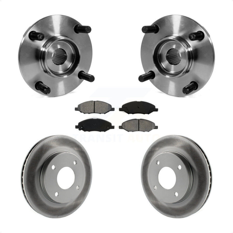 Front Hub Bearing Assembly With Coated Disc Brake Rotors And Semi-Metallic Pads Kit For 2009-2011 Nissan Versa 1.6L with 4-Wheel ABS KBB-104240