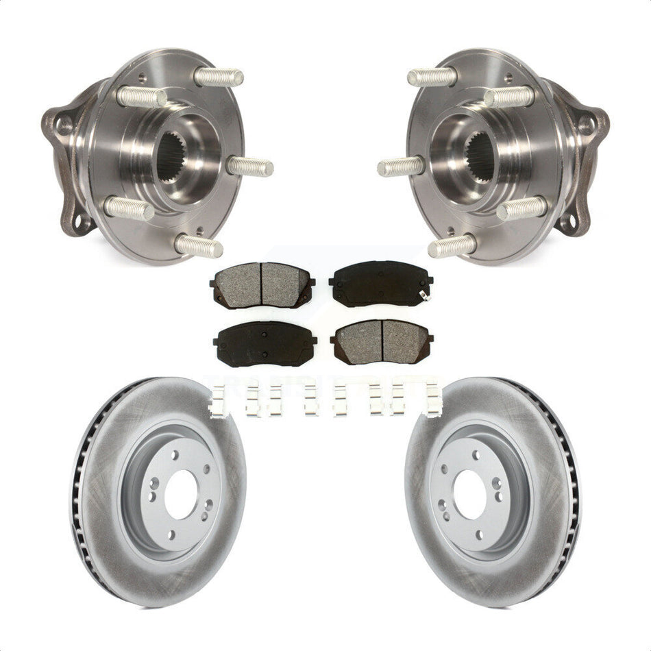 Front Hub Bearing Assembly With Coated Disc Brake Rotors And Semi-Metallic Pads Kit For Hyundai Sonata Tucson KBB-104243