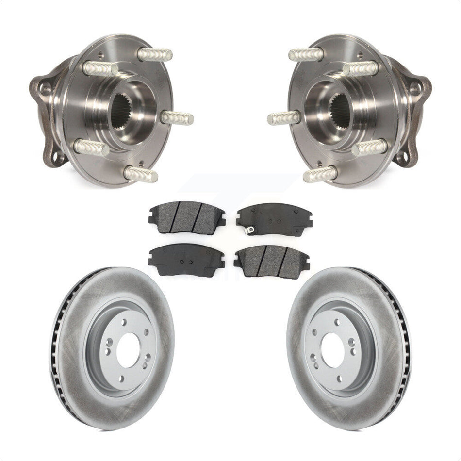 Front Hub Bearing Assembly With Coated Disc Brake Rotors And Semi-Metallic Pads Kit For 2017-2021 Kia Sportage Turbocharged KBB-104244