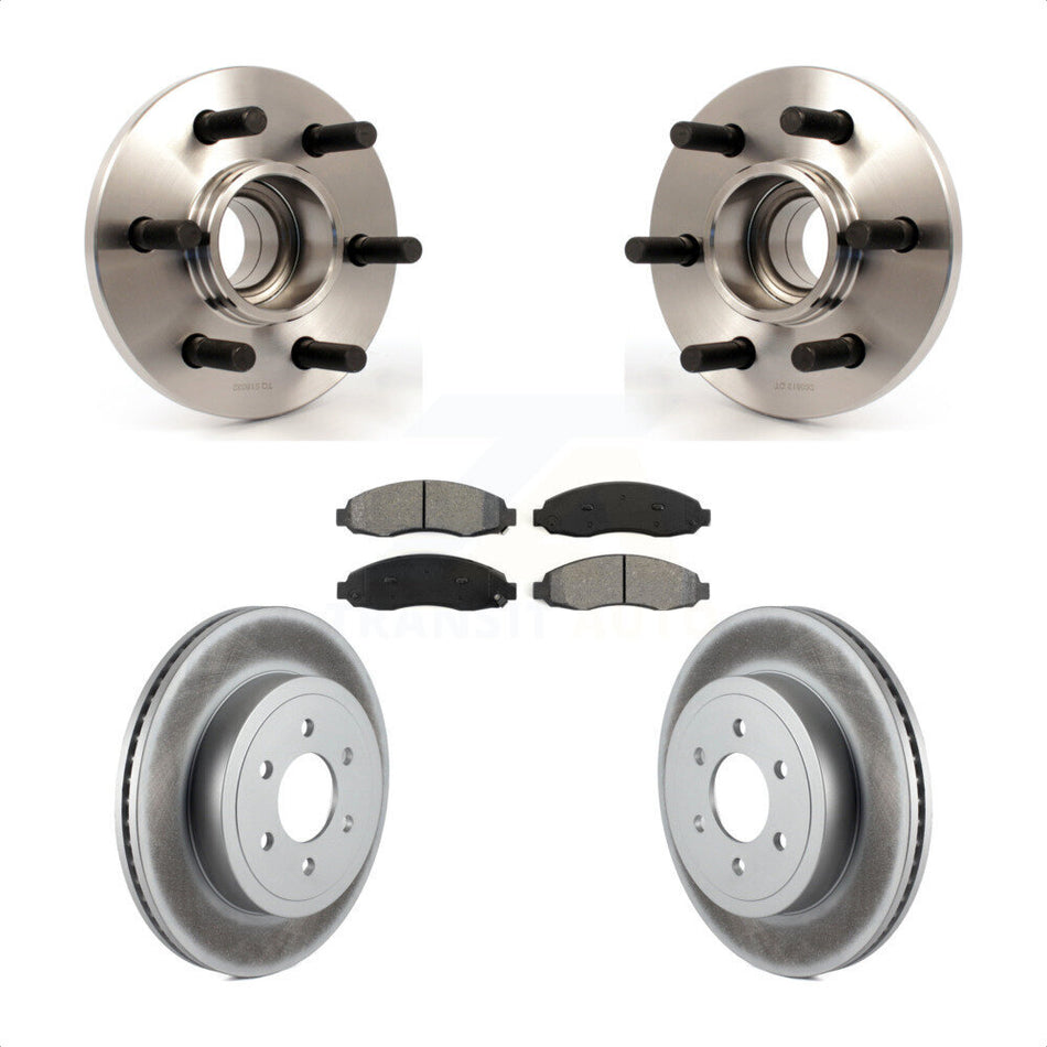 Front Hub Bearing Assembly With Coated Disc Brake Rotors And Semi-Metallic Pads Kit For 2003-2004 Dodge Dakota RWD with 2-Wheel ABS KBB-104263