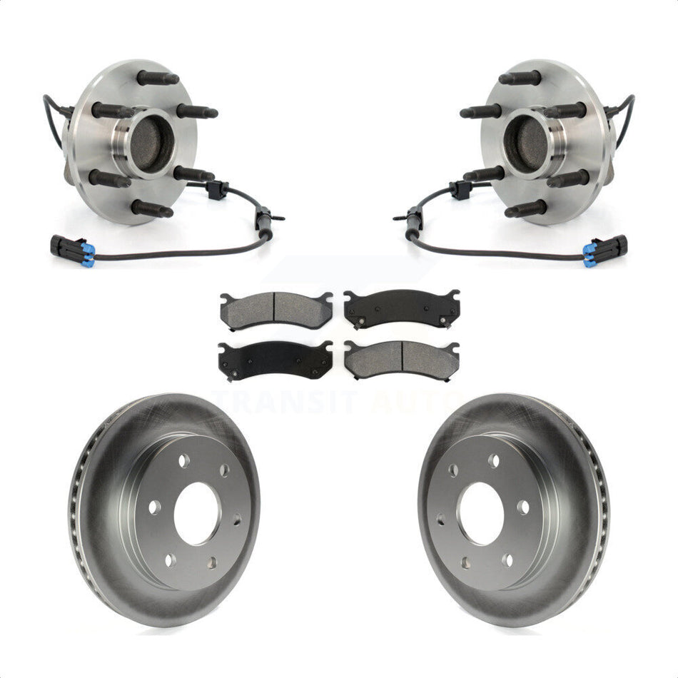Front Hub Bearing Assembly With Coated Disc Brake Rotors And Semi-Metallic Pads Kit For 2003-2005 Chevrolet Astro GMC Safari RWD KBB-104271