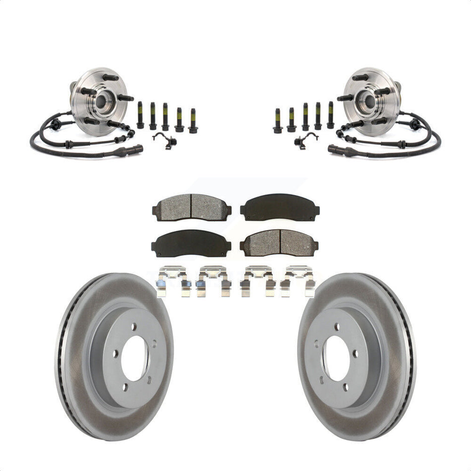 Front Hub Bearing Assembly With Coated Disc Brake Rotors And Semi-Metallic Pads Kit For Ford Explorer Mercury Mountaineer KBB-104274