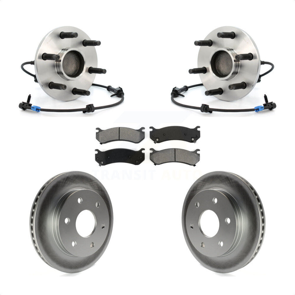 Front Hub Bearing Assembly Coated Brake Rotor Pads Kit For Chevrolet Silverado 1500 GMC Tahoe Sierra Suburban Yukon Avalanche XL Classic Cadillac Escalade Express 2500 Savana KBB-104278