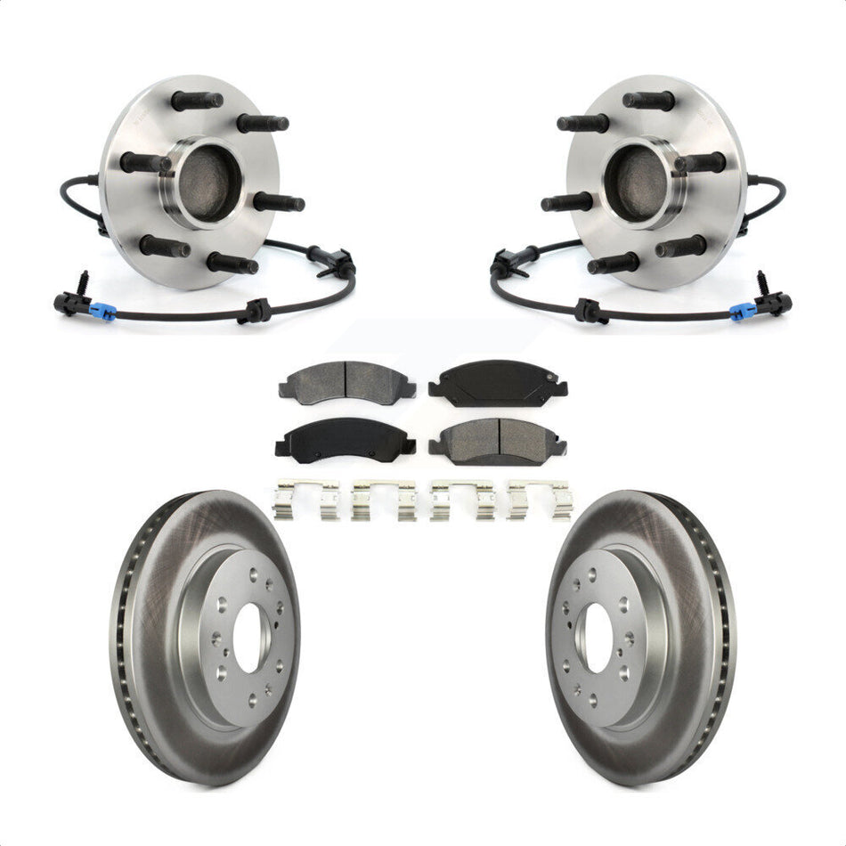 Front Hub Bearing Assembly With Coated Disc Brake Rotors And Semi-Metallic Pads Kit For Chevrolet Silverado 1500 GMC Sierra Classic Express Savana KBB-104279