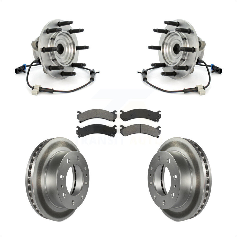 Front Hub Bearing Assembly With Coated Disc Brake Rotors And Pads Kit For Chevrolet Silverado 2500 HD GMC Sierra Hummer H2 Classic 1500 3500 Suburban Yukon XL Avalanche KBB-104283
