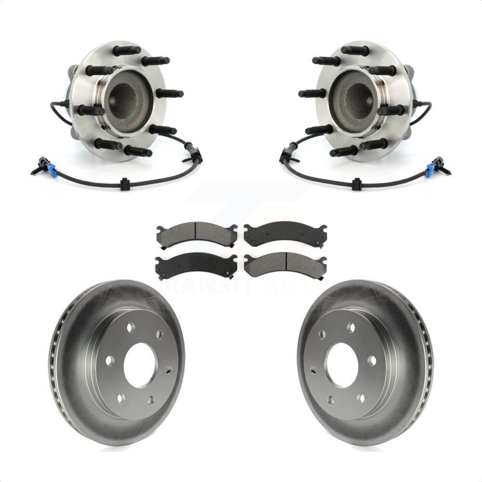 Front Hub Bearing Assembly With Coated Disc Brake Rotors And Semi-Metallic Pads Kit For 2006-2006 Chevrolet Express 2500 GMC Savana KBB-104285
