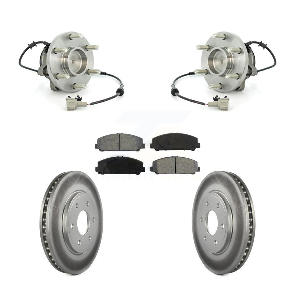 Front Hub Bearing Assembly With Coated Disc Brake Rotors And Semi-Metallic Pads Kit For Suzuki Equator KBB-104291
