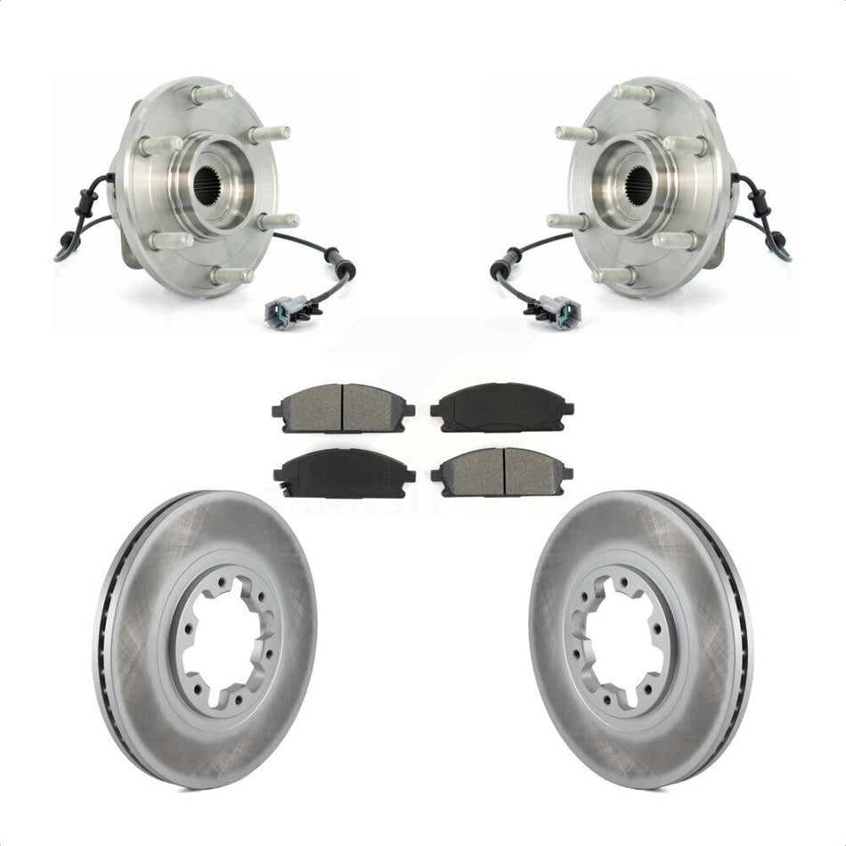 Front Hub Bearing Assembly With Coated Disc Brake Rotors And Semi-Metallic Pads Kit For 2004 Nissan Pathfinder KBB-104297