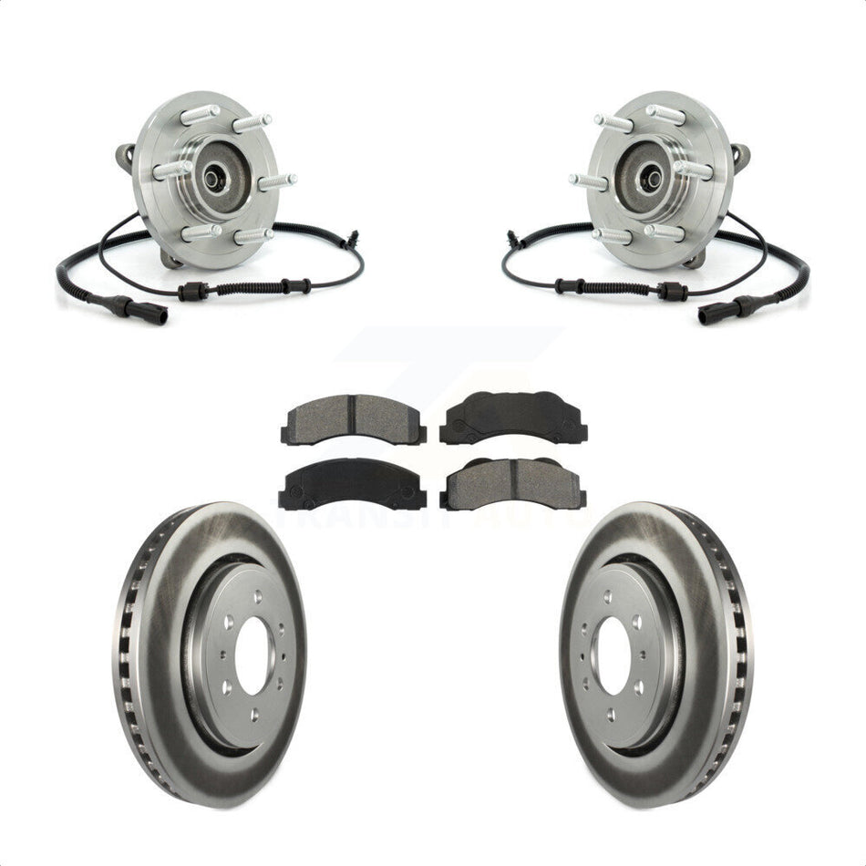 Front Hub Bearing Assembly With Coated Disc Brake Rotors And Semi-Metallic Pads Kit For 2010-2010 Ford Expedition Lincoln Navigator 4WD KBB-104326