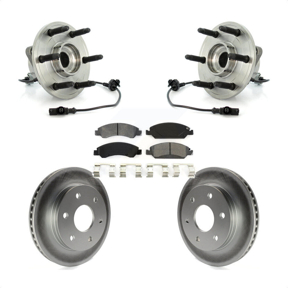 Front Hub Bearing Assembly With Coated Disc Brake Rotors And Semi-Metallic Pads Kit For GMC Sierra 1500 KBB-104327