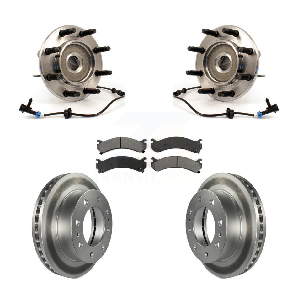 Front Hub Bearing Assembly With Coated Disc Brake Rotors And Semi-Metallic Pads Kit For Chevrolet Silverado 2500 HD GMC Sierra Suburban Hummer H2 Yukon XL KBB-104337