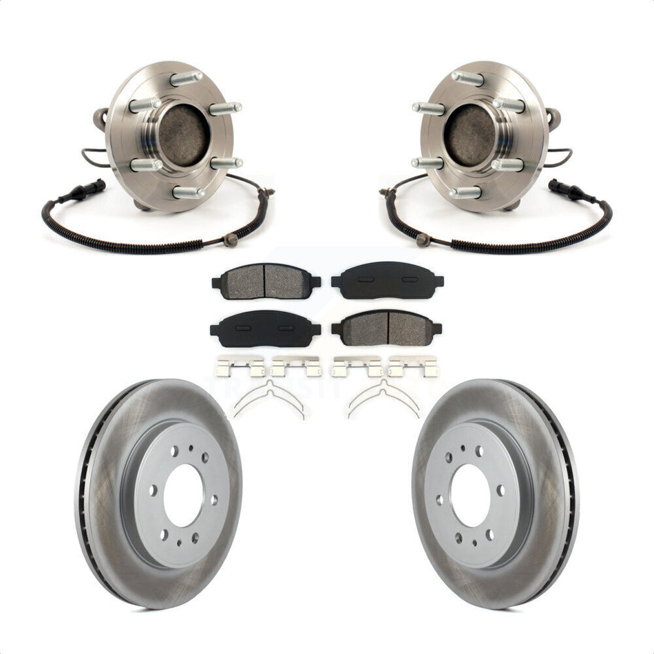 Front Hub Bearing Assembly With Coated Disc Brake Rotors And Semi-Metallic Pads Kit For 2009 Ford F-150 RWD 6 Lug Wheels Without Heavy Duty Payload Package KBB-104344