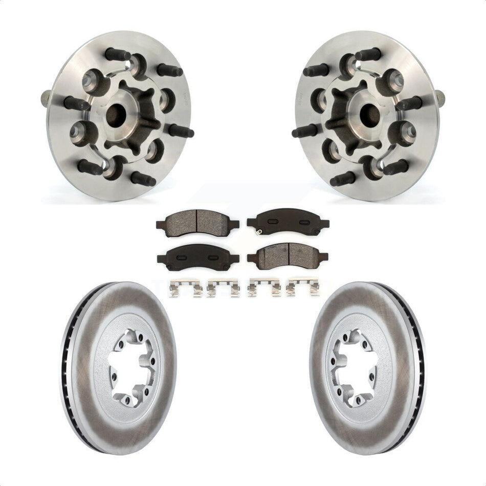 Front Hub Bearing Assembly With Coated Disc Brake Rotors And Semi-Metallic Pads Kit For Chevrolet Colorado GMC Canyon KBB-104348