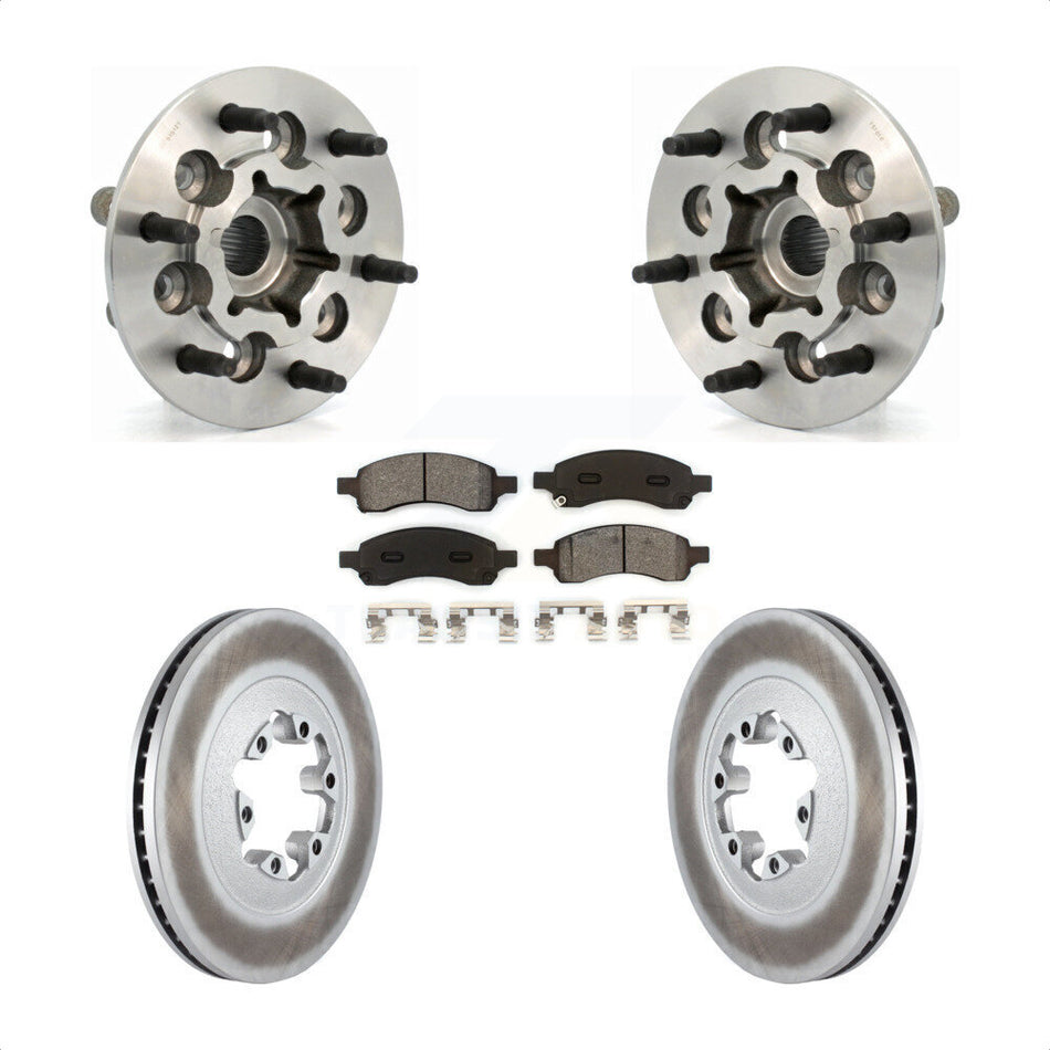 Front Hub Bearing Assembly With Coated Disc Brake Rotors And Semi-Metallic Pads Kit For Chevrolet Colorado GMC Canyon KBB-104349