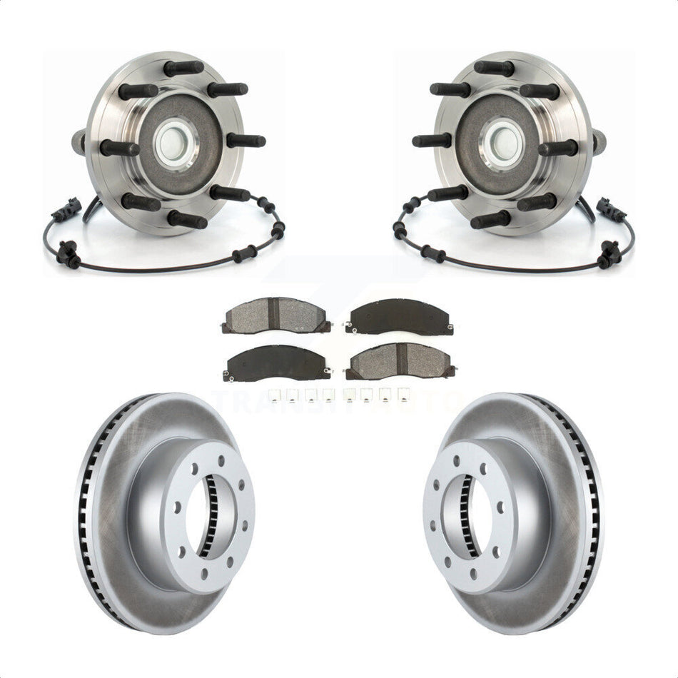 Front Hub Bearing Assembly With Coated Disc Brake Rotors And Semi-Metallic Pads Kit For Dodge Ram 2500 3500 RWD KBB-104351