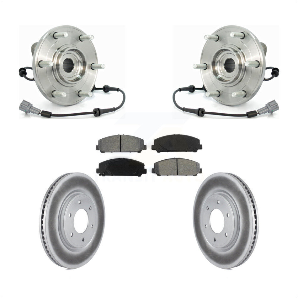 Front Hub Bearing Assembly With Coated Disc Brake Rotors And Semi-Metallic Pads Kit For Nissan Titan Armada Infiniti QX56 INFINITI TITAN KBB-104352
