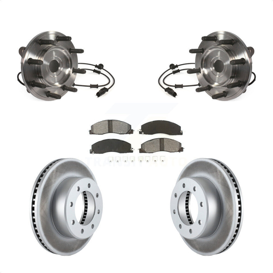 Front Hub Bearing Assembly With Coated Disc Brake Rotors And Semi-Metallic Pads Kit For Ram 2500 3500 KBB-104367