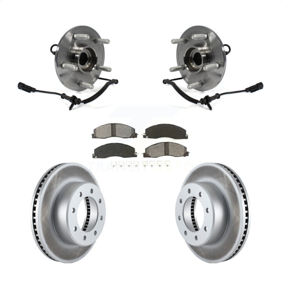 Front Hub Bearing Assembly With Coated Disc Brake Rotors And Semi-Metallic Pads Kit For 2012 Ram 1500 8 Lug Wheels KBB-104373