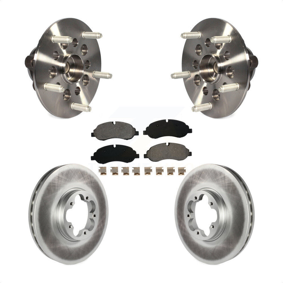 Front Hub Bearing Assembly With Coated Disc Brake Rotors And Semi-Metallic Pads Kit For Ford Transit-250 Transit-150 5 Lug Wheels Without 4600 Lb Axle KBB-104374