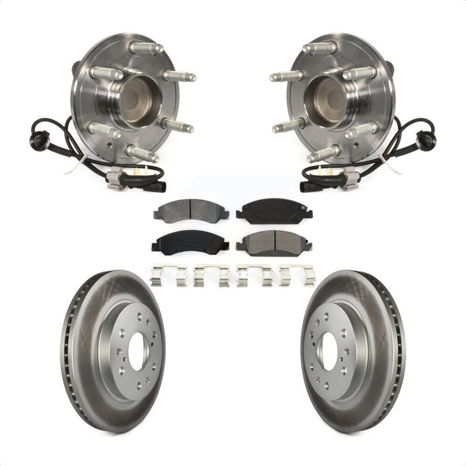 Front Hub Bearing Assembly Coated Disc Brake Rotors And Semi-Metallic Pads Kit For Chevrolet Silverado 1500 GMC Sierra Tahoe Suburban Yukon Cadillac XL Escalade ESV LD RWD KBB-104376