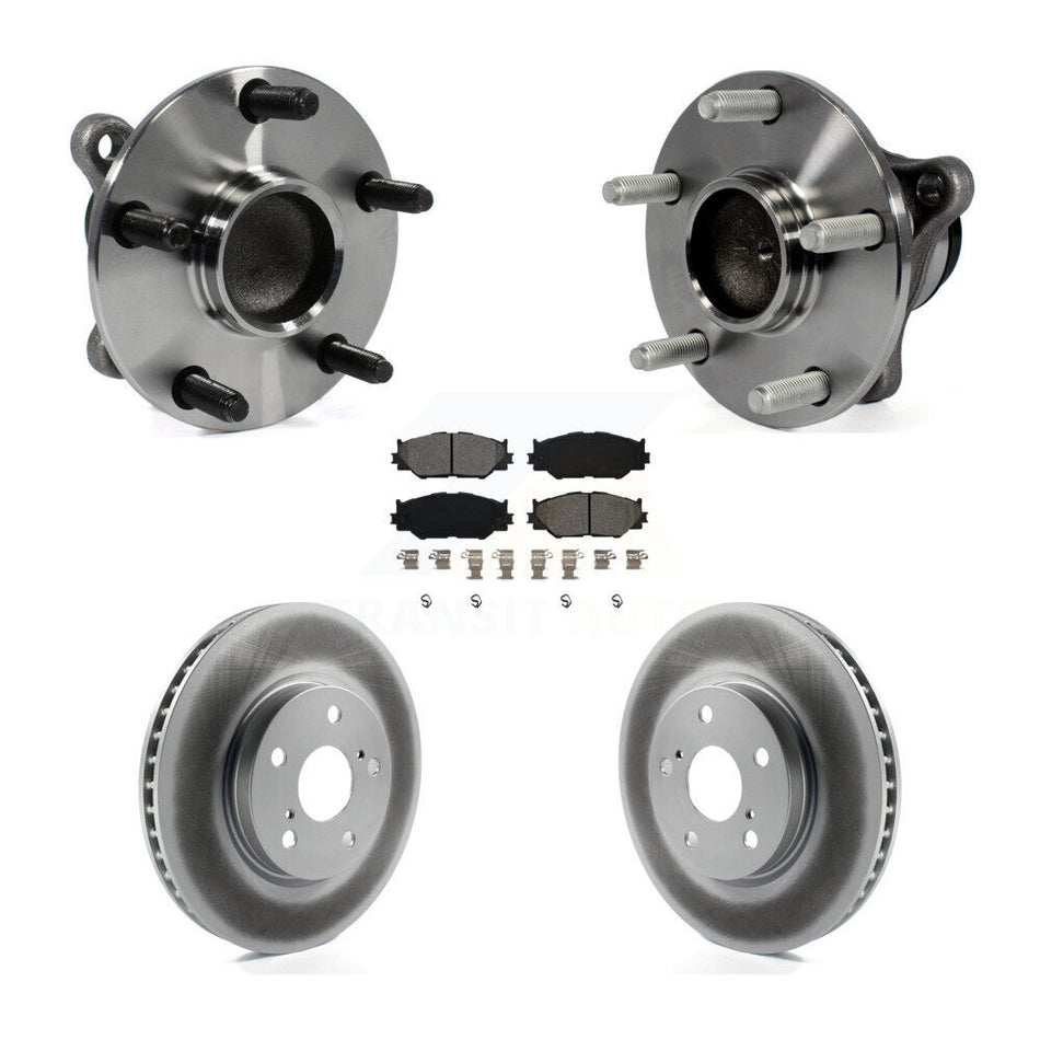 Front Hub Bearing Assembly With Coated Disc Brake Rotors And Semi-Metallic Pads Kit For Lexus IS250 RWD KBB-104386