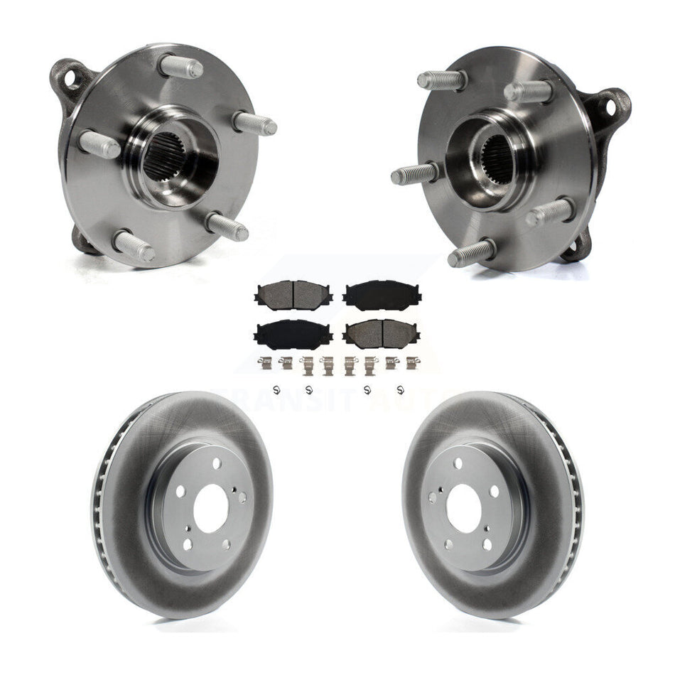 Front Hub Bearing Assembly With Coated Disc Brake Rotors And Semi-Metallic Pads Kit For Lexus IS250 AWD KBB-104387