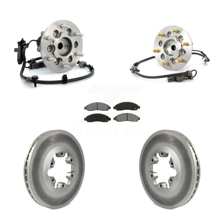 Front Hub Bearing Assembly With Coated Disc Brake Rotors And Semi-Metallic Pads Kit For Chevrolet Colorado GMC Canyon Isuzu i-290 i-280 Sport Chassis Package (ZQ8) KBB-104394