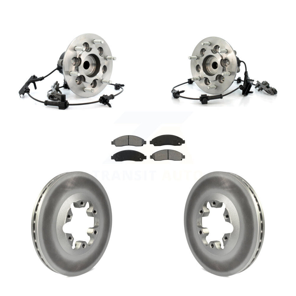 Front Hub Bearing Assembly With Coated Disc Brake Rotors And Semi-Metallic Pads Kit For Chevrolet Colorado GMC Canyon KBB-104396
