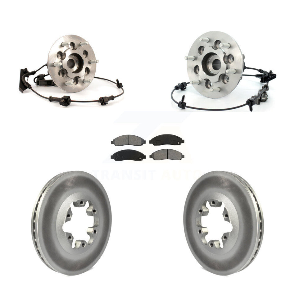 Front Hub Bearing Assembly With Coated Disc Brake Rotors And Semi-Metallic Pads Kit For Chevrolet Colorado GMC Canyon Isuzu i-370 i-350 KBB-104400
