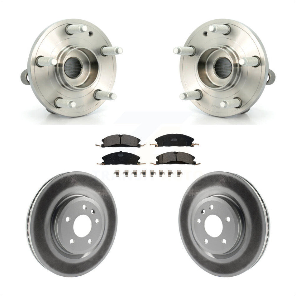 Front Hub Bearing Assembly With Coated Disc Brake Rotors And Ceramic Pads Kit For 2013 Ford Explorer Sport Heavy Duty Brakes KBB-104413