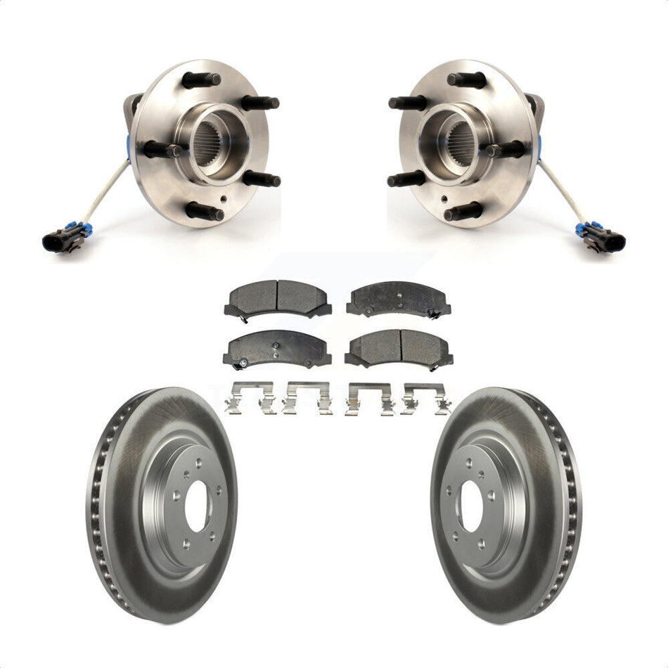 Front Hub Bearing Assembly With Coated Disc Brake Rotors And Ceramic Pads Kit For Chevrolet Buick Lucerne Impala Limited LaCrosse Allure KBB-104447